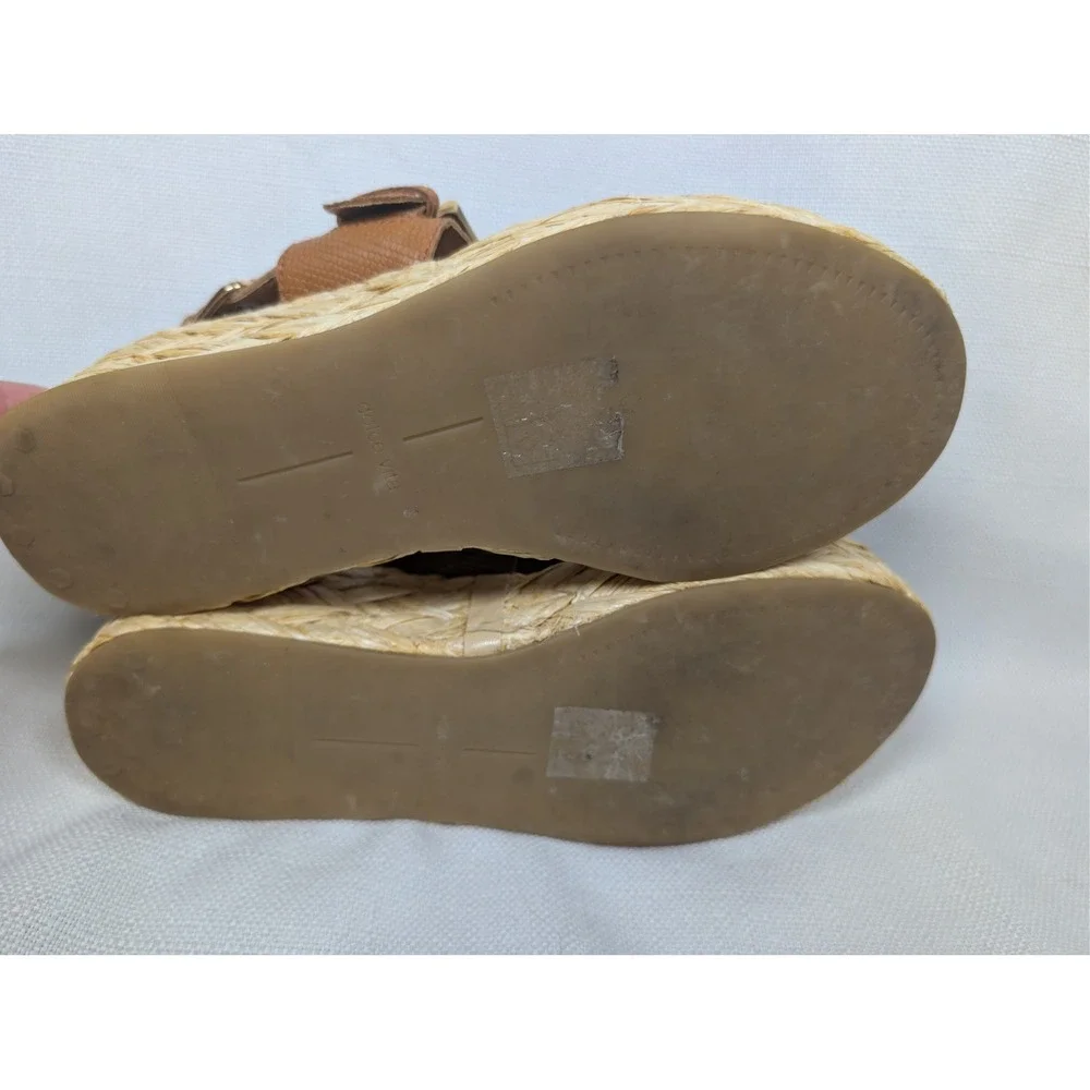 Dolce Vita Tan Lizard Embossed‎ Platform Espadrille Sandal Bamboo Buckle Size 6